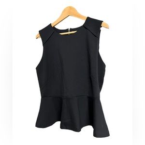 Ponte stretch peplum tank with full zip back in black